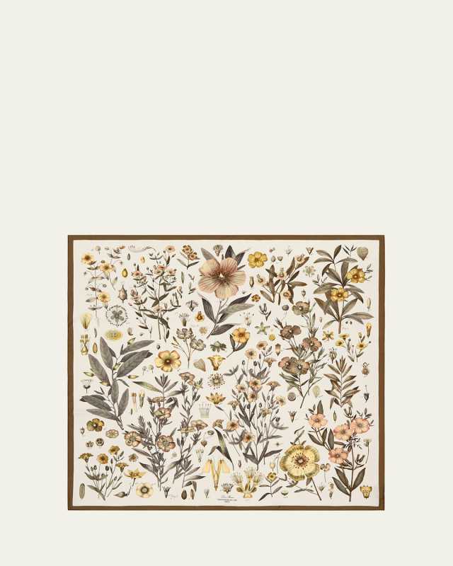 Flower-Print Silk Twill Scarf